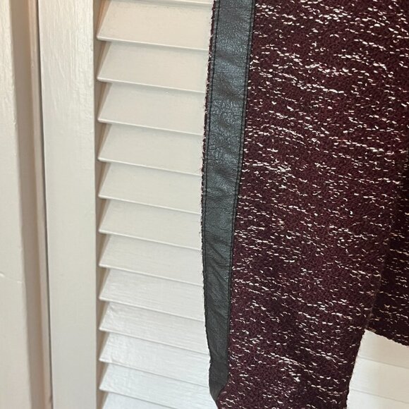 Scotch & Soda (Maison Scotch) Mixed Tweed Leather Trim Burgundy Sweater 1 small - Picture 5 of 7